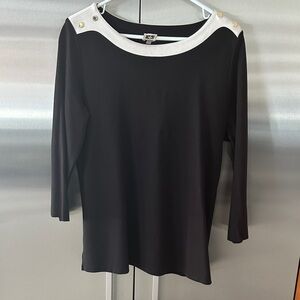 Anne Klein Black Top with White Accents